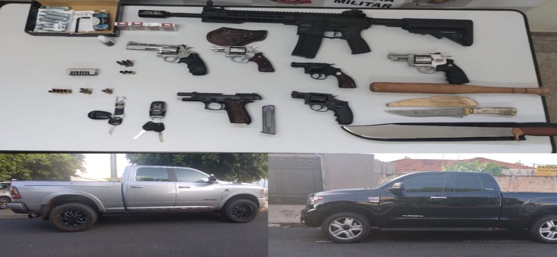 Foto: Divulgação/PM - PM constatou que um dos armamentos possuía registro de furto 