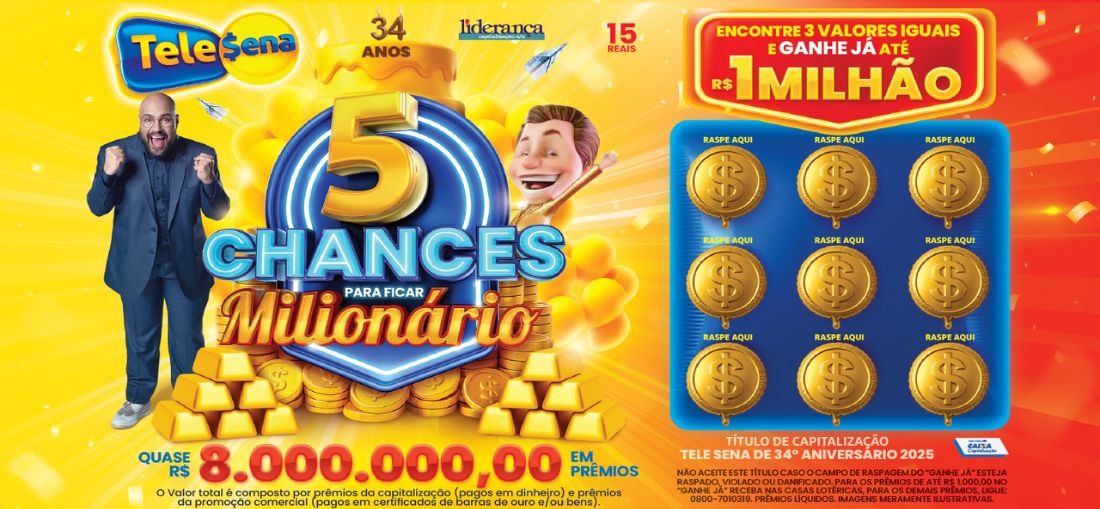 Tele Sena celebra 34 anos com campanha especial e quase R$ 8 milhões em prêmios