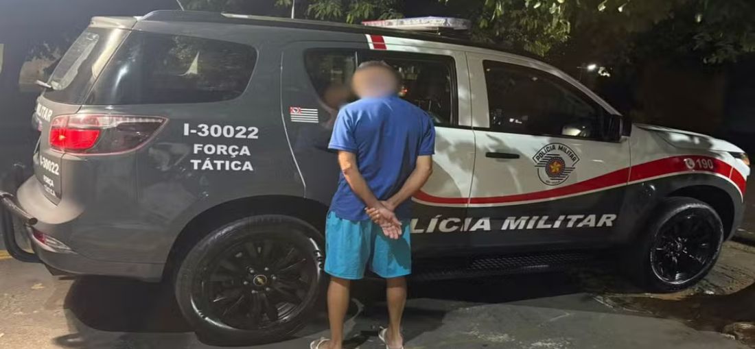 Suspeito foi preso em Catanduva (SP) com identidade falsa — Foto: Divulgação / Polícia Militar 